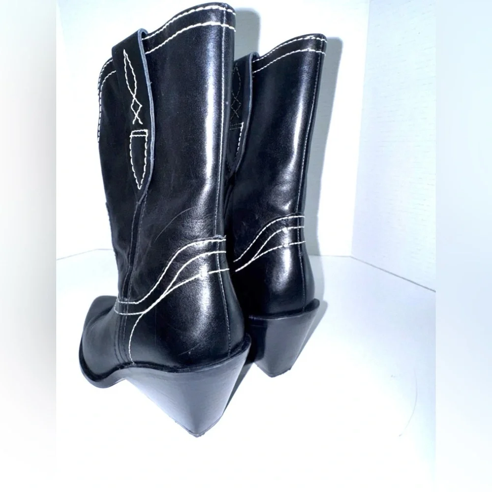 Free People Pitchfork Black Western Boots 6